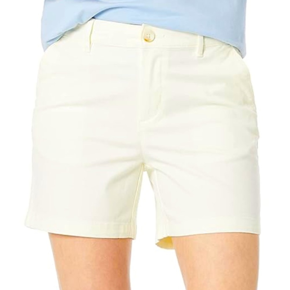 * Womens Cream Mid-Rise 5 Inch Khaki Short - Size 10 Curvy -Amazon Essentials